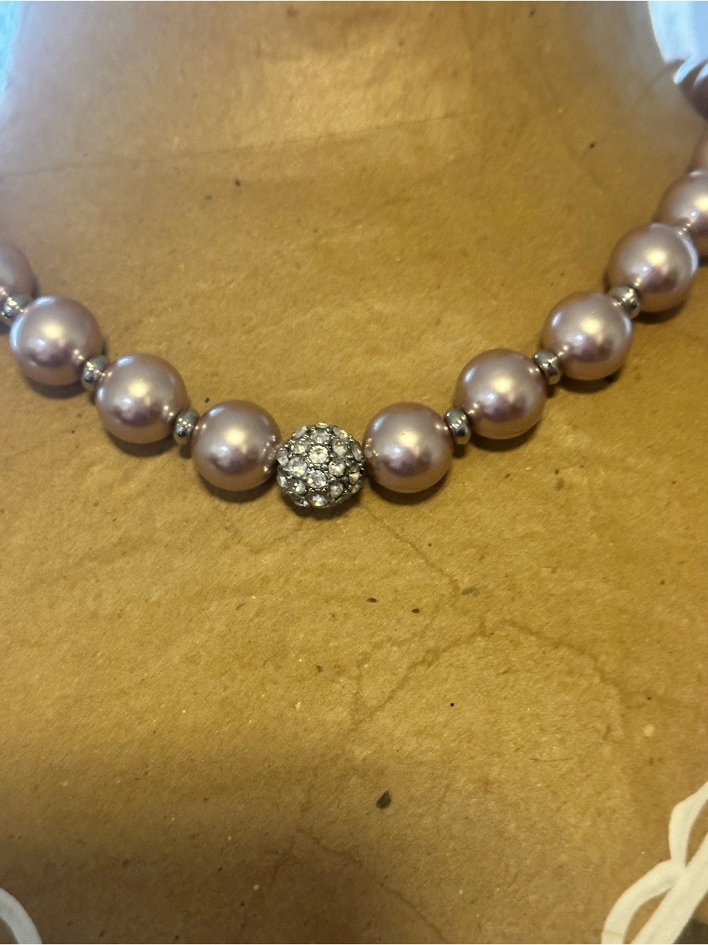 Lavender Pearl Necklace with Crystal Pavé Accent